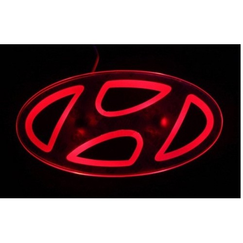 LED Decal Logo - Light Emblem For Hyundai i10, i20, Verna, Eon - Red