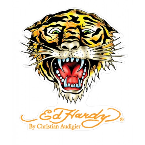 Ed Hardy - Car Vinyl Sticker - Tiger - Cling Bling - Medium